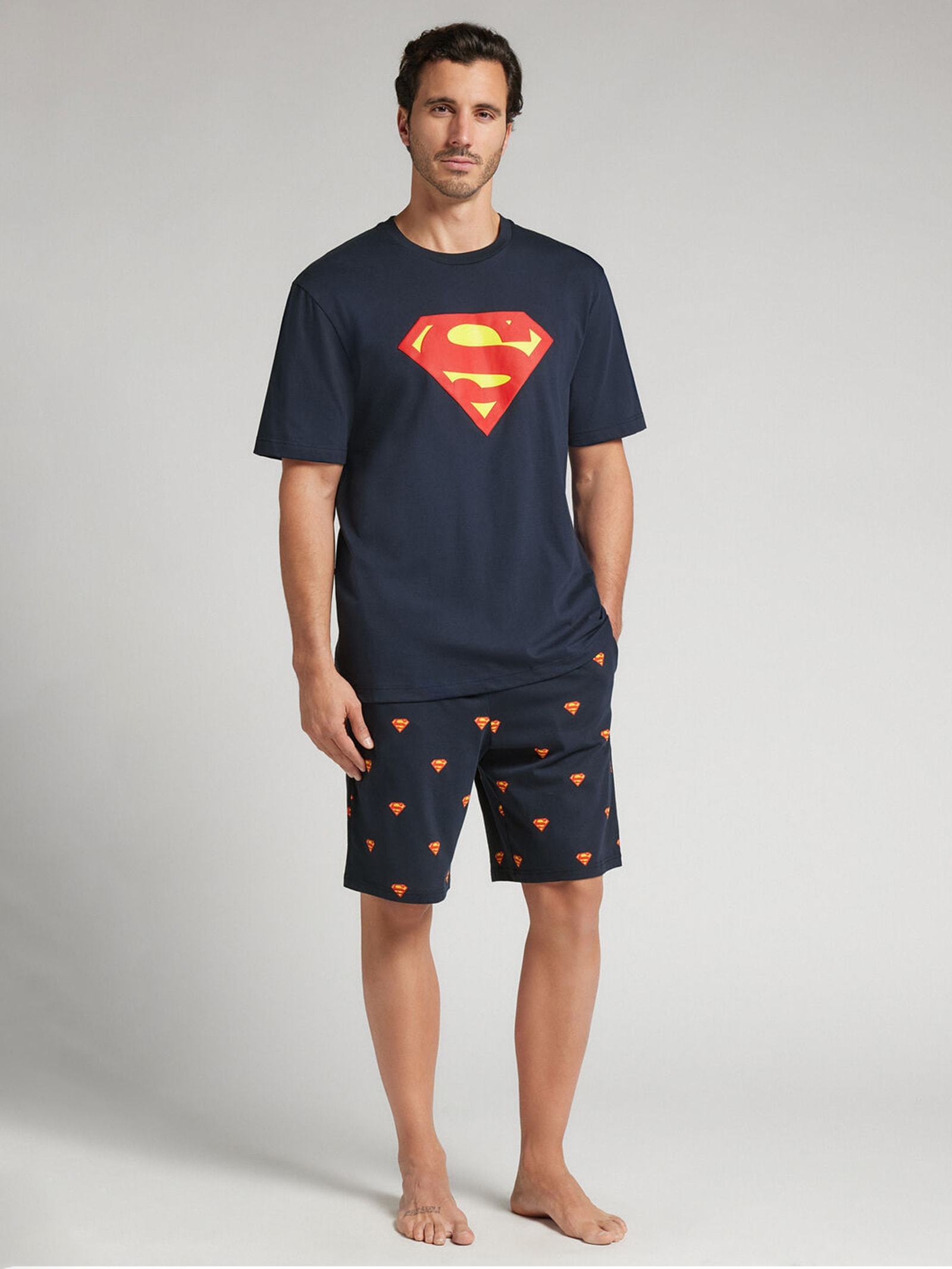 Pijama Curto Superman Em Algodão Azul Intimissimi