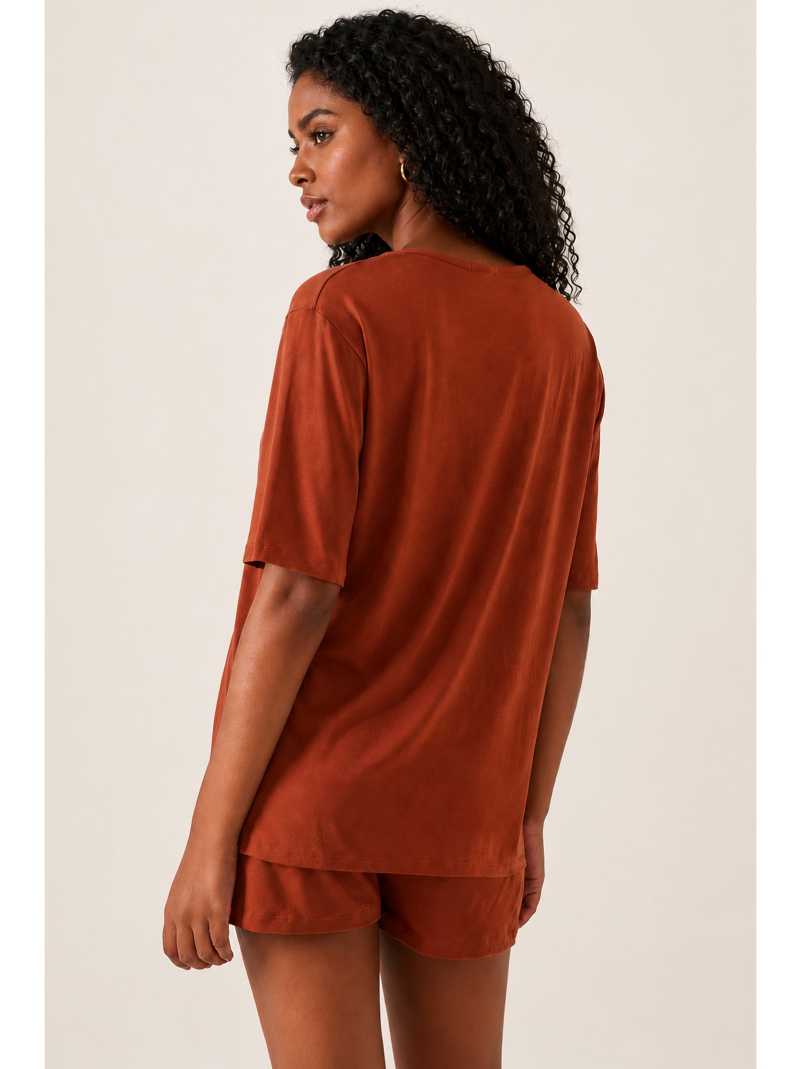Pijama Curto Sweet Cinnamon Marrom Suntime