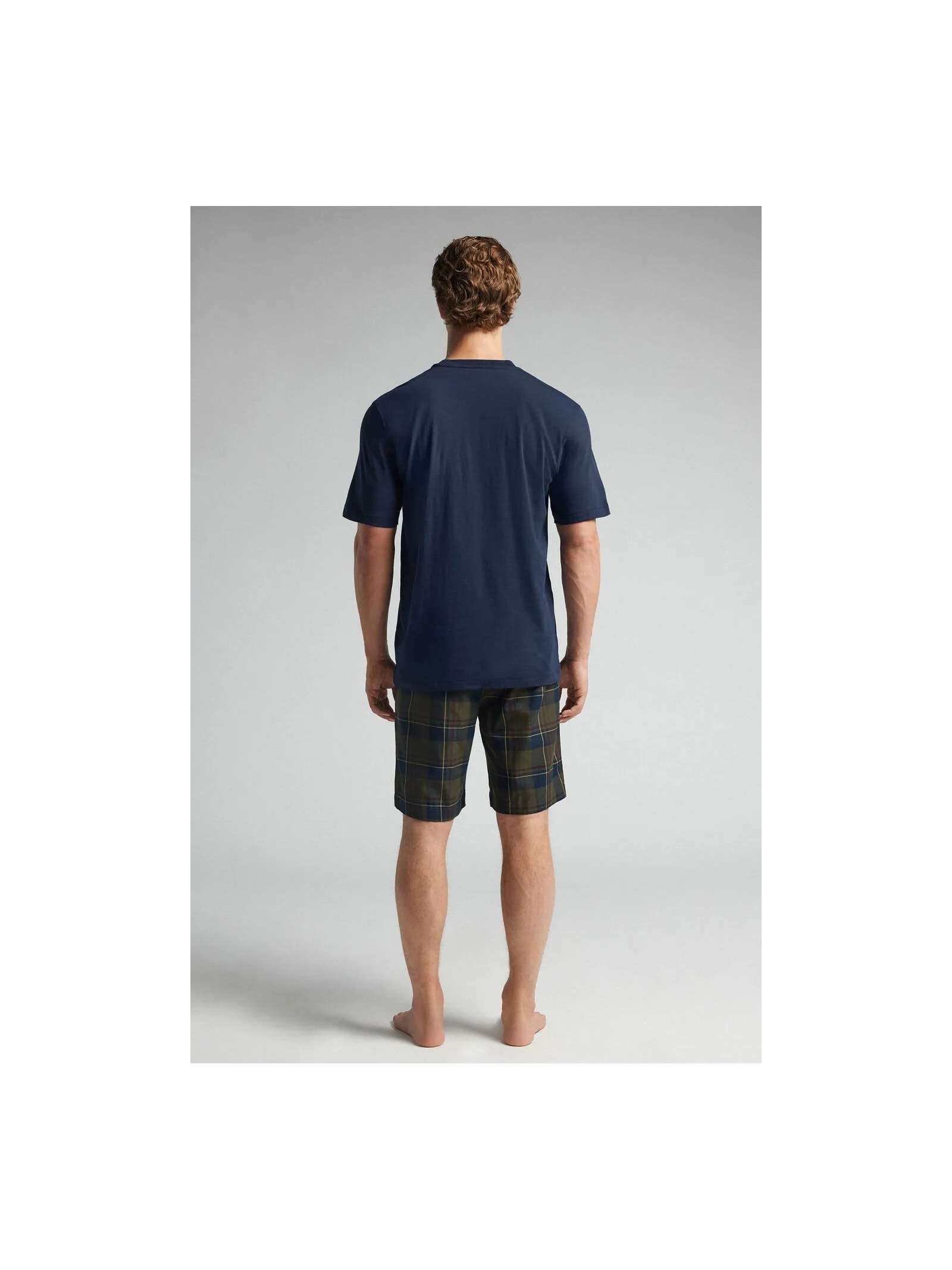 Pijama Curto Xadrez Em Algodão Azul Intimissimi