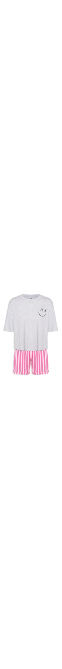 Pijama Feminina Manga Curta - Branco