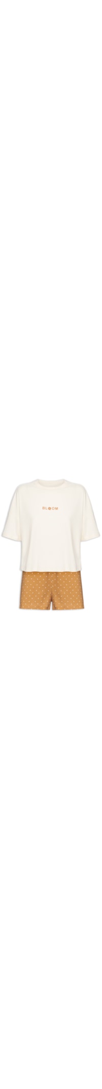 Pijama Feminino Bloom Poá Com Shorts - Laranja