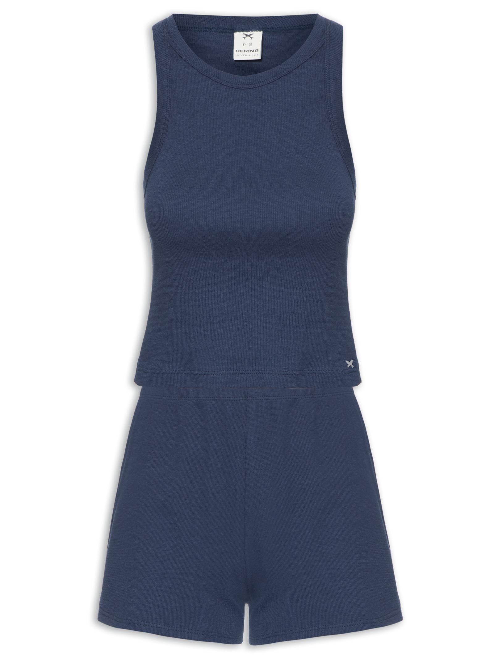 Pijama Feminino Canelado Azul Hering Intimates