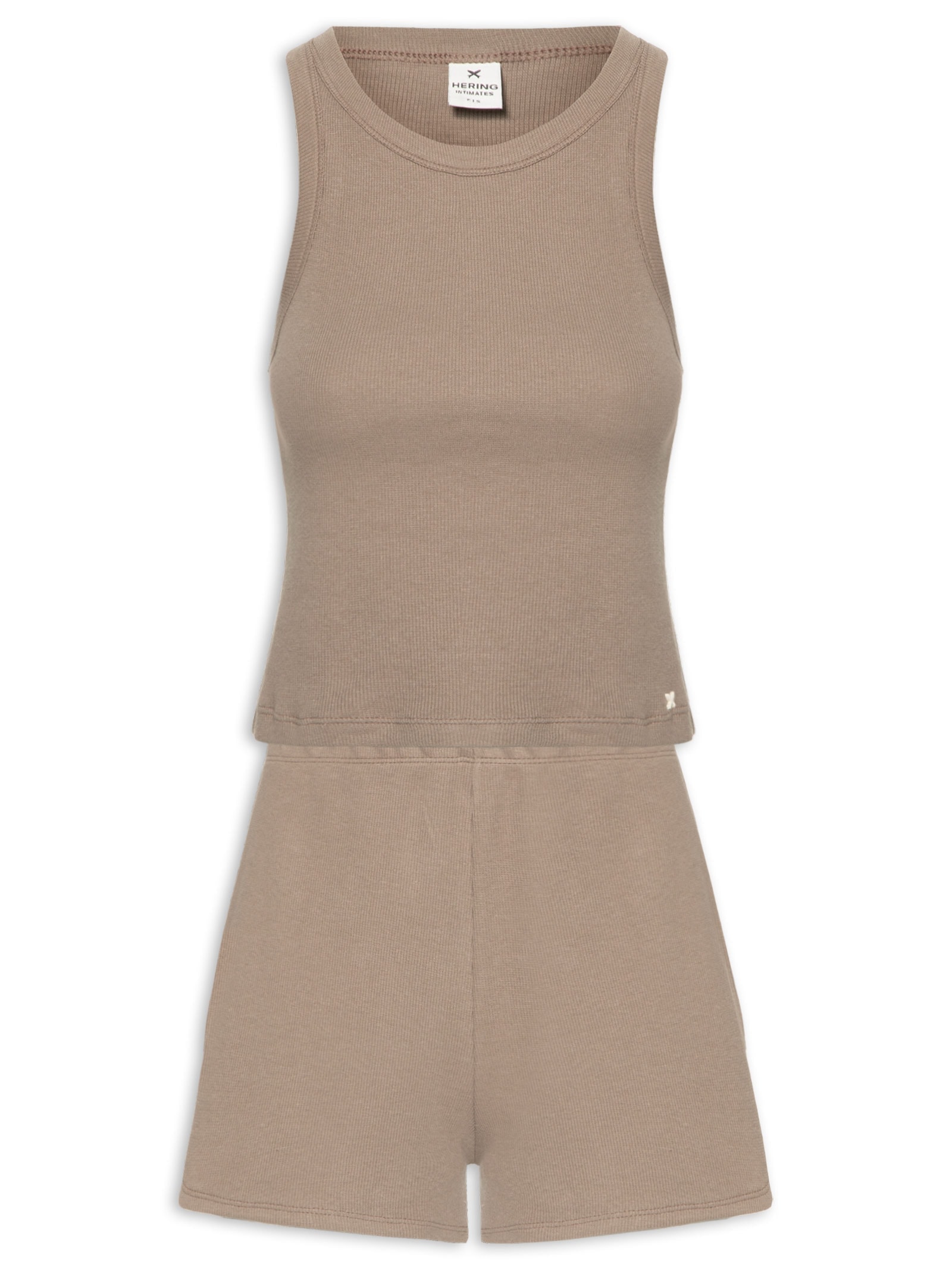Pijama Feminino Canelado Marrom Hering Intimates
