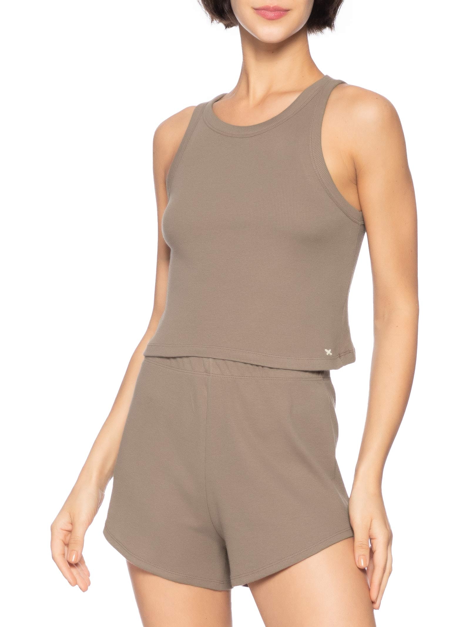 Pijama Feminino Canelado Marrom Hering Intimates