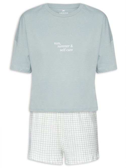 Pijama Feminino Com Short - Verde