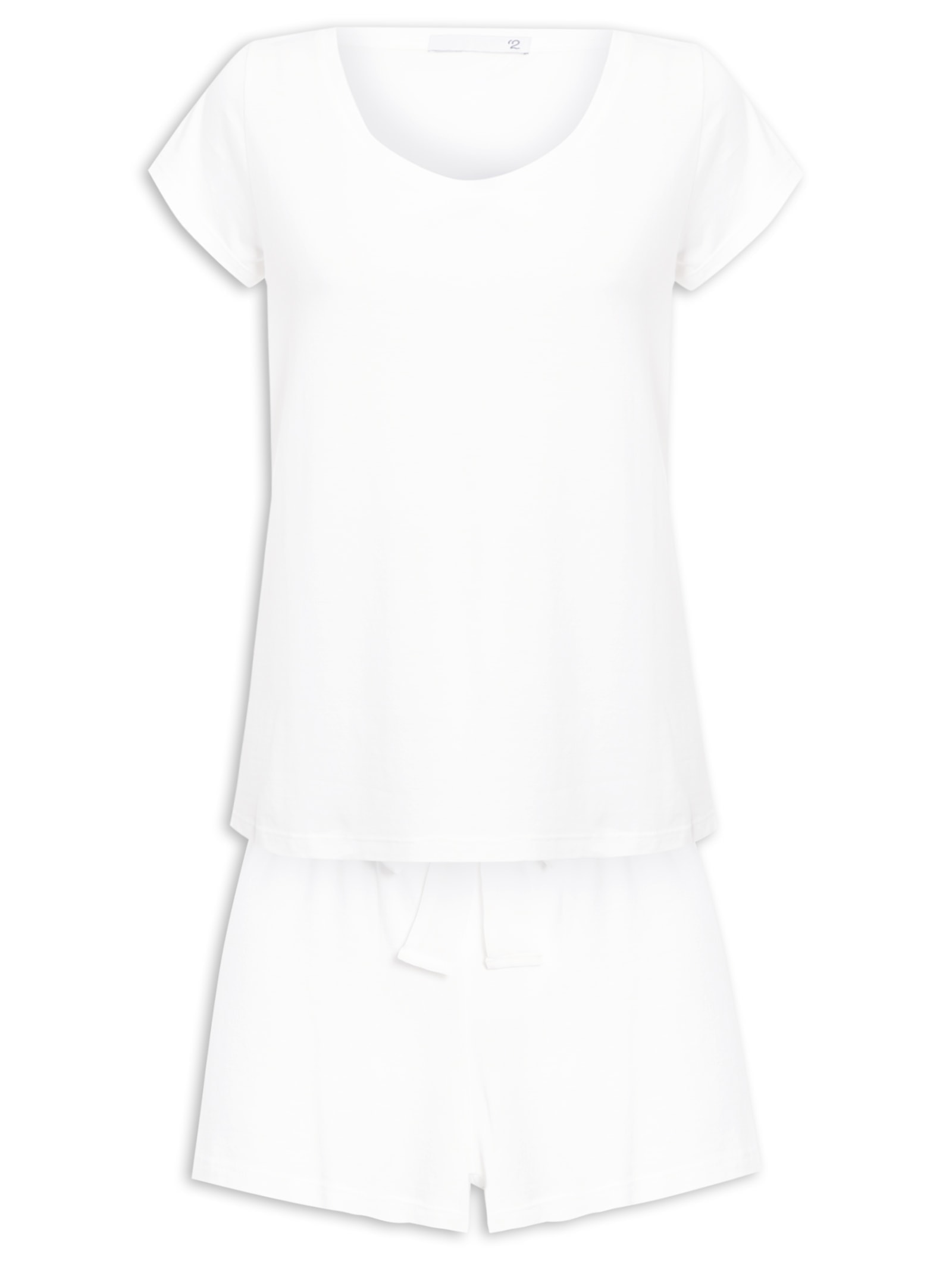 Pijama Feminino Curto Algodão Pima Off White '2Essential