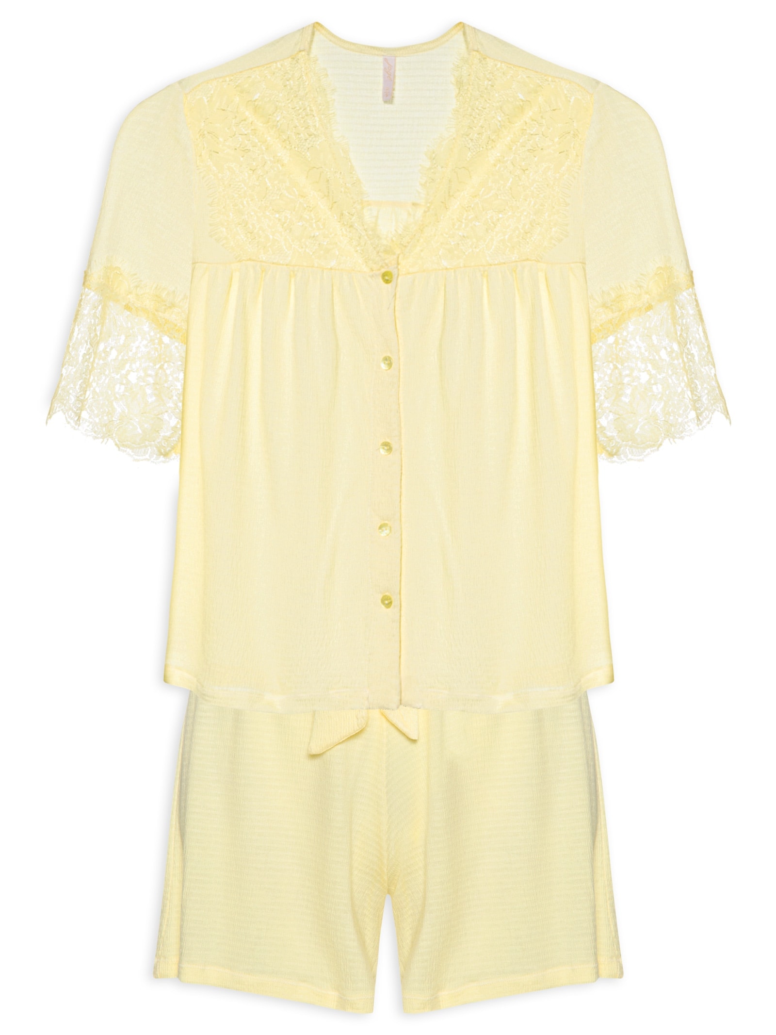 Pijama Feminino Curto Anarruga Bahia Amarelo Jogê