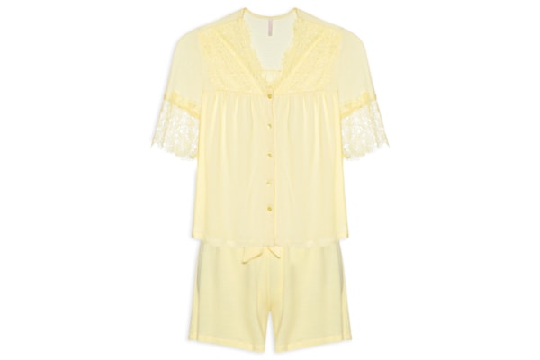 Pijama Feminino Curto Anarruga Bahia - Amarelo