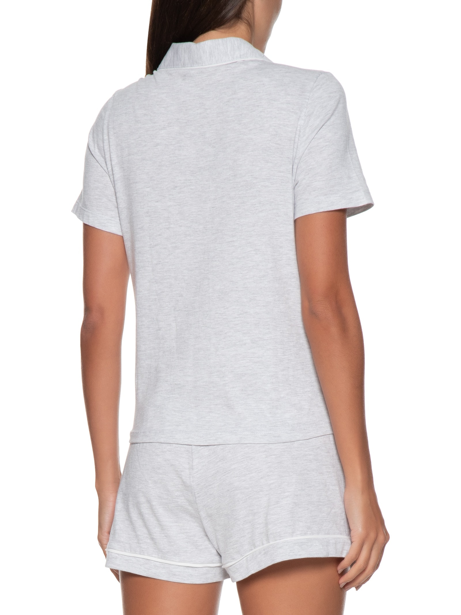 Pijama Feminino Curto Com Botões Cinza Hering Intimates