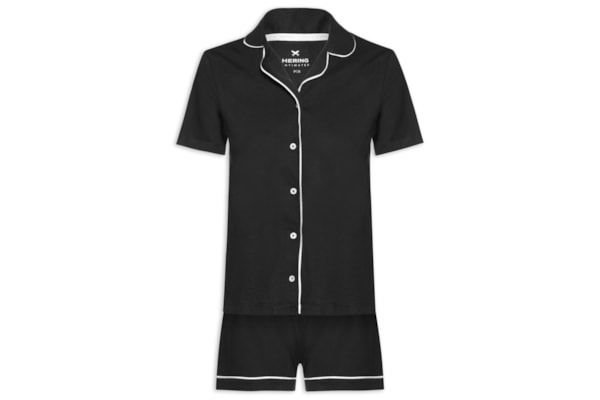 Pijama Feminino Curto Com Botões - Preto