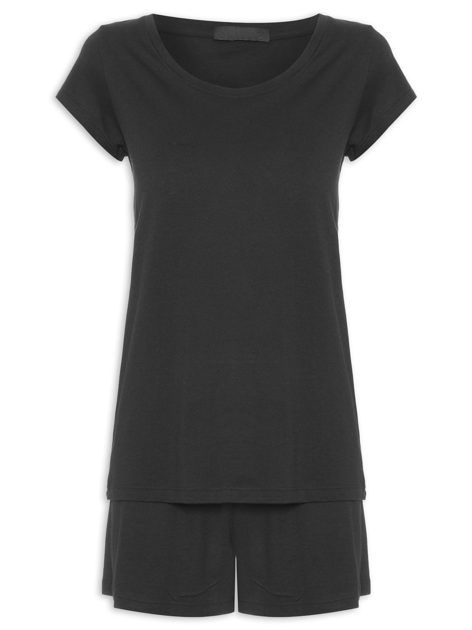 Pijama Feminino Curto De Algodão Pima Preto '2Essential