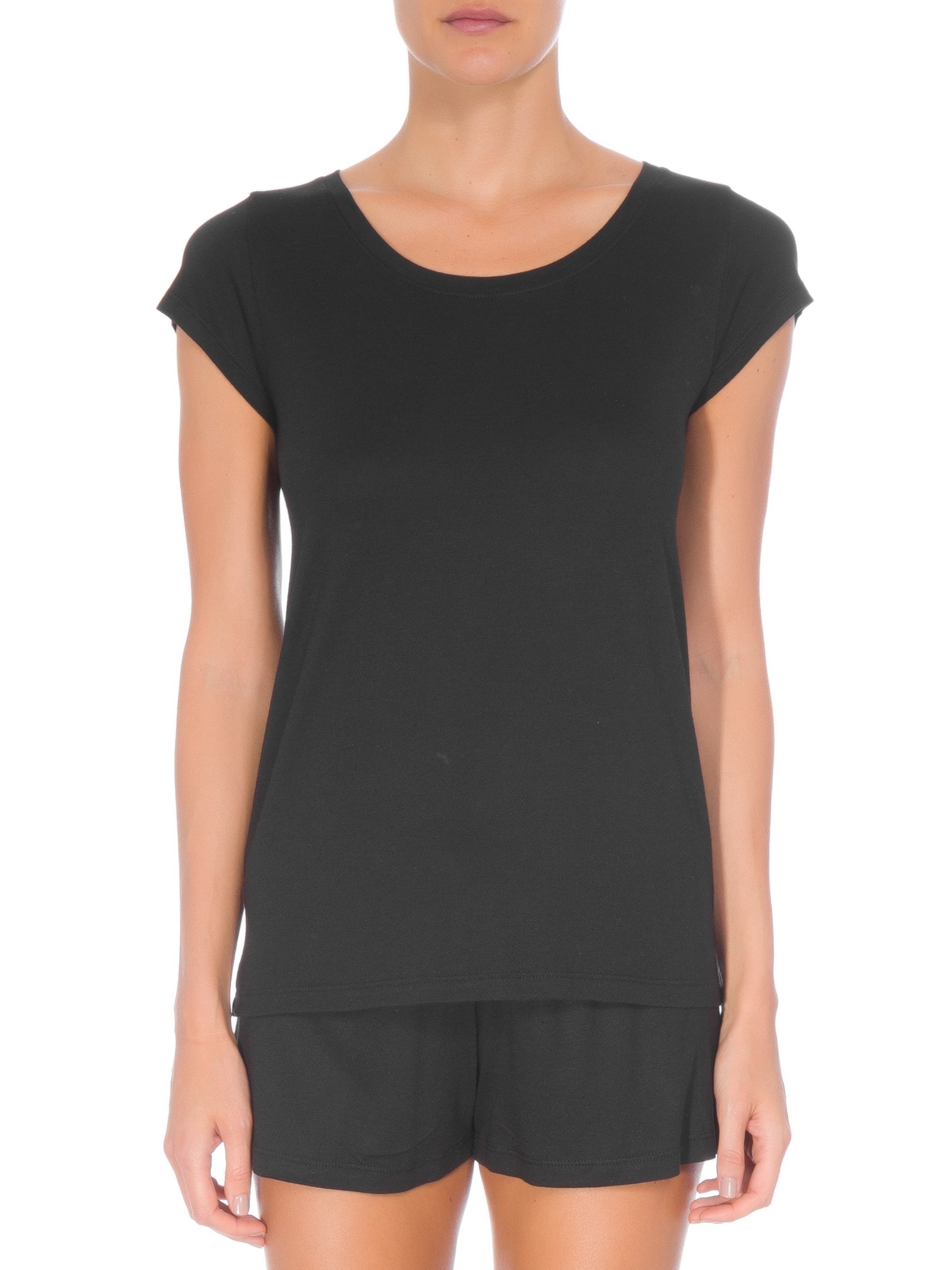 Pijama Feminino Curto De Algodão Pima Preto '2Essential