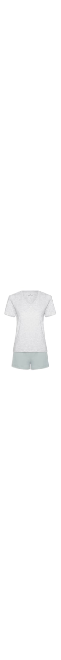 Pijama Feminino Curto Em Malha De Algodão - Cinza