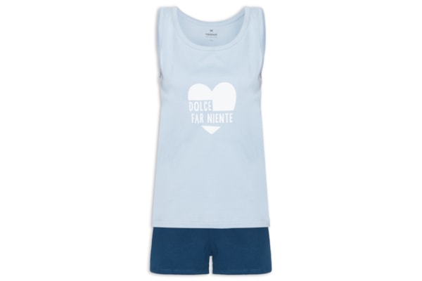 Pijama Feminino Curto Estampado - Azul