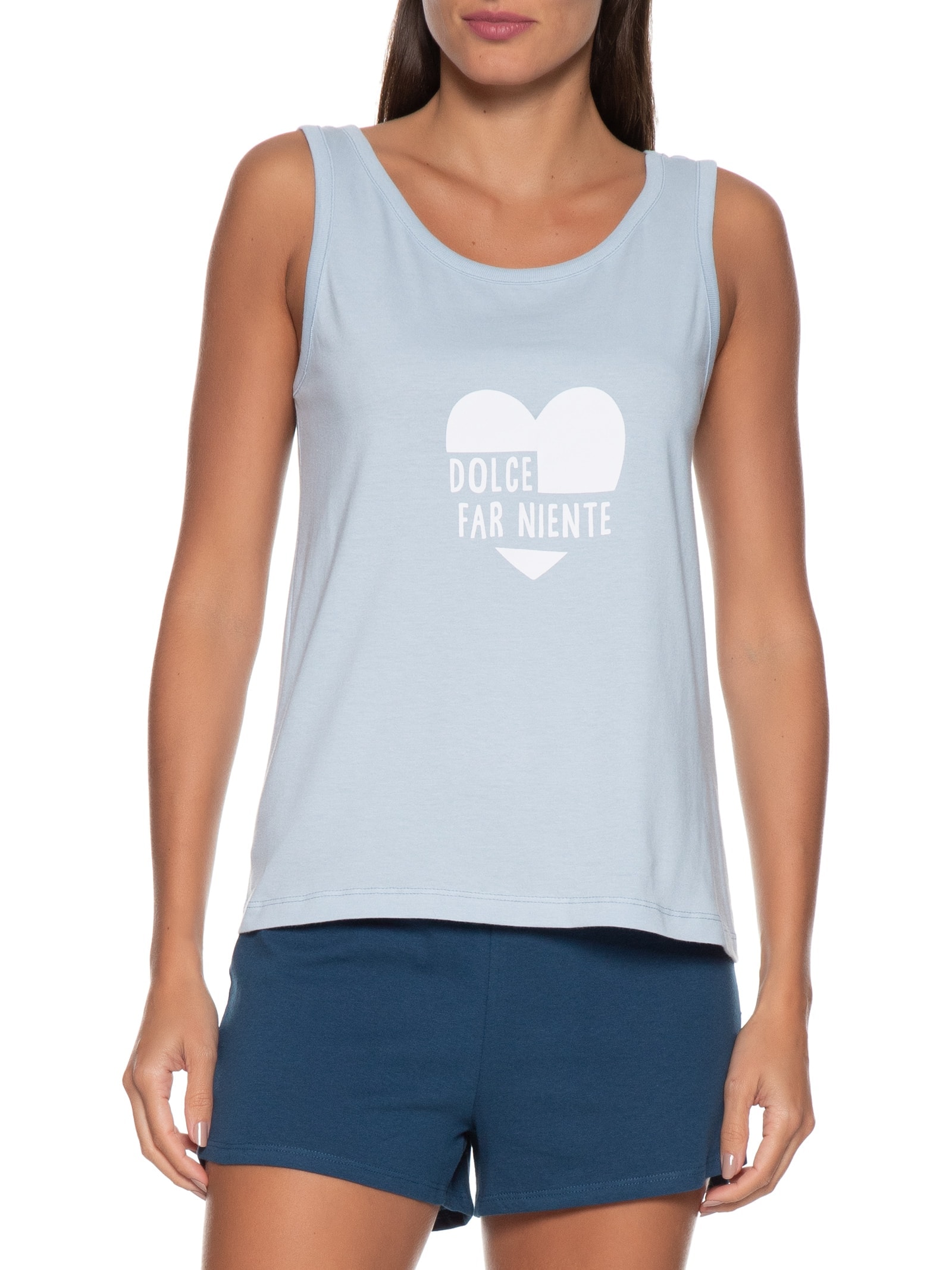 Pijama Feminino Curto Estampado Azul Hering Intimates