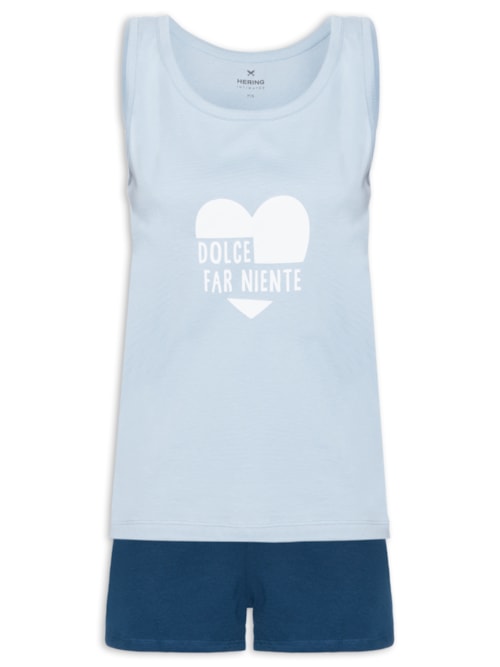 Pijama Feminino Curto Estampado - Azul