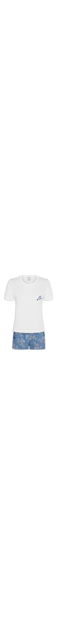 Pijama Feminino Curto Estampado - Branco