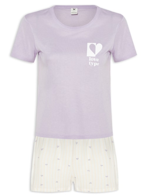 Pijama Feminino Curto Estampado – Lilás