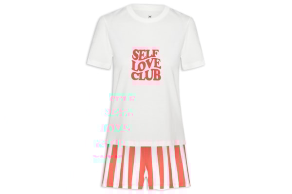 Pijama Feminino Curto Estampado - Off White