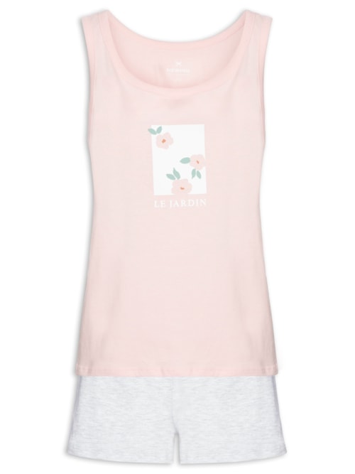 Pijama Feminino Curto Estampado - Rosa