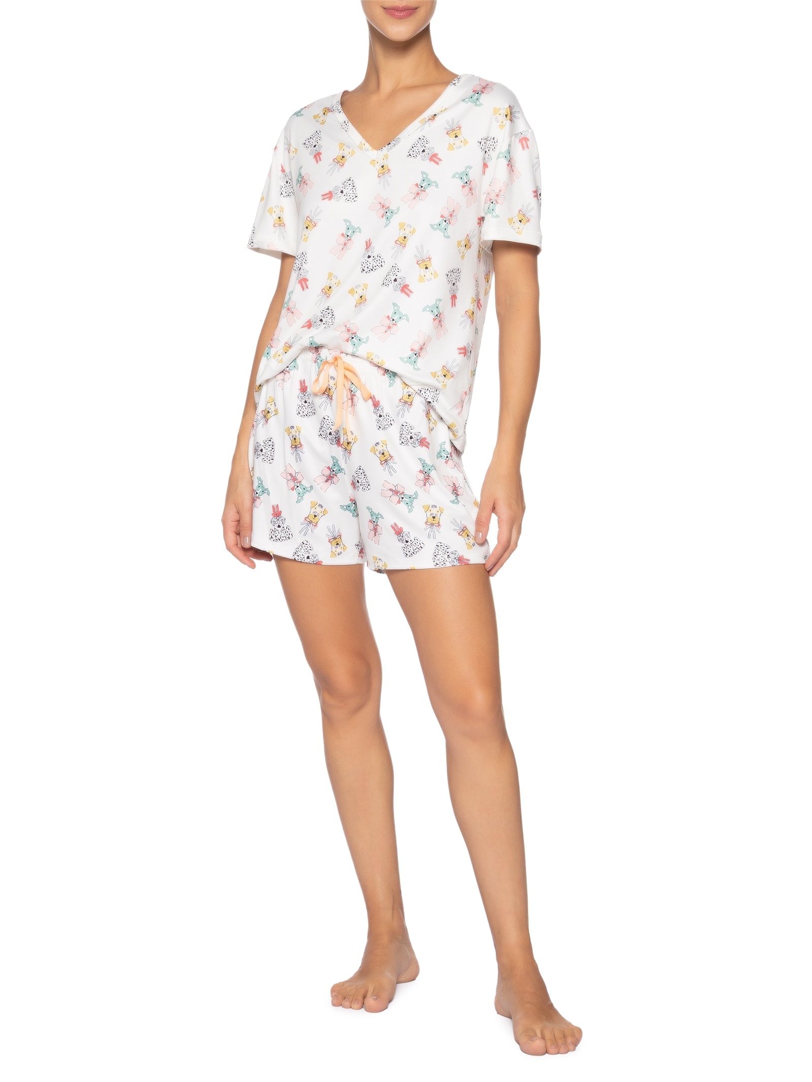 Pijama Feminino Curto Suede Badaró Branco Jogê