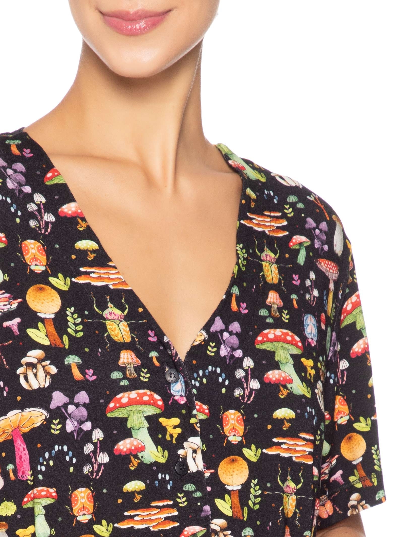 Pijama Feminino Curto Viscose Floresta Preto Jogê