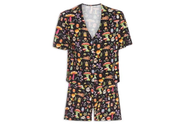 Pijama Feminino Curto Viscose Floresta - Preto