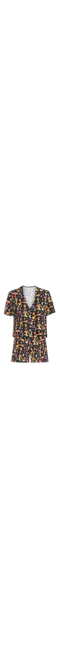 Pijama Feminino Curto Viscose Floresta - Preto