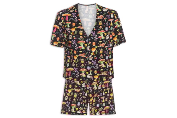 Pijama Feminino Curto Viscose Floresta - Preto