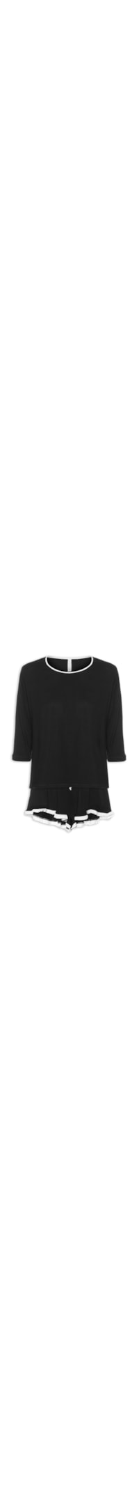 Pijama Feminino Curto Viscose Horizonte - Preto