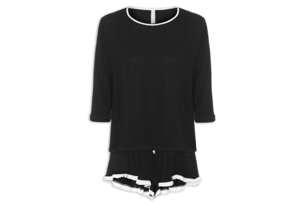 Pijama Feminino Curto Viscose Horizonte - Preto