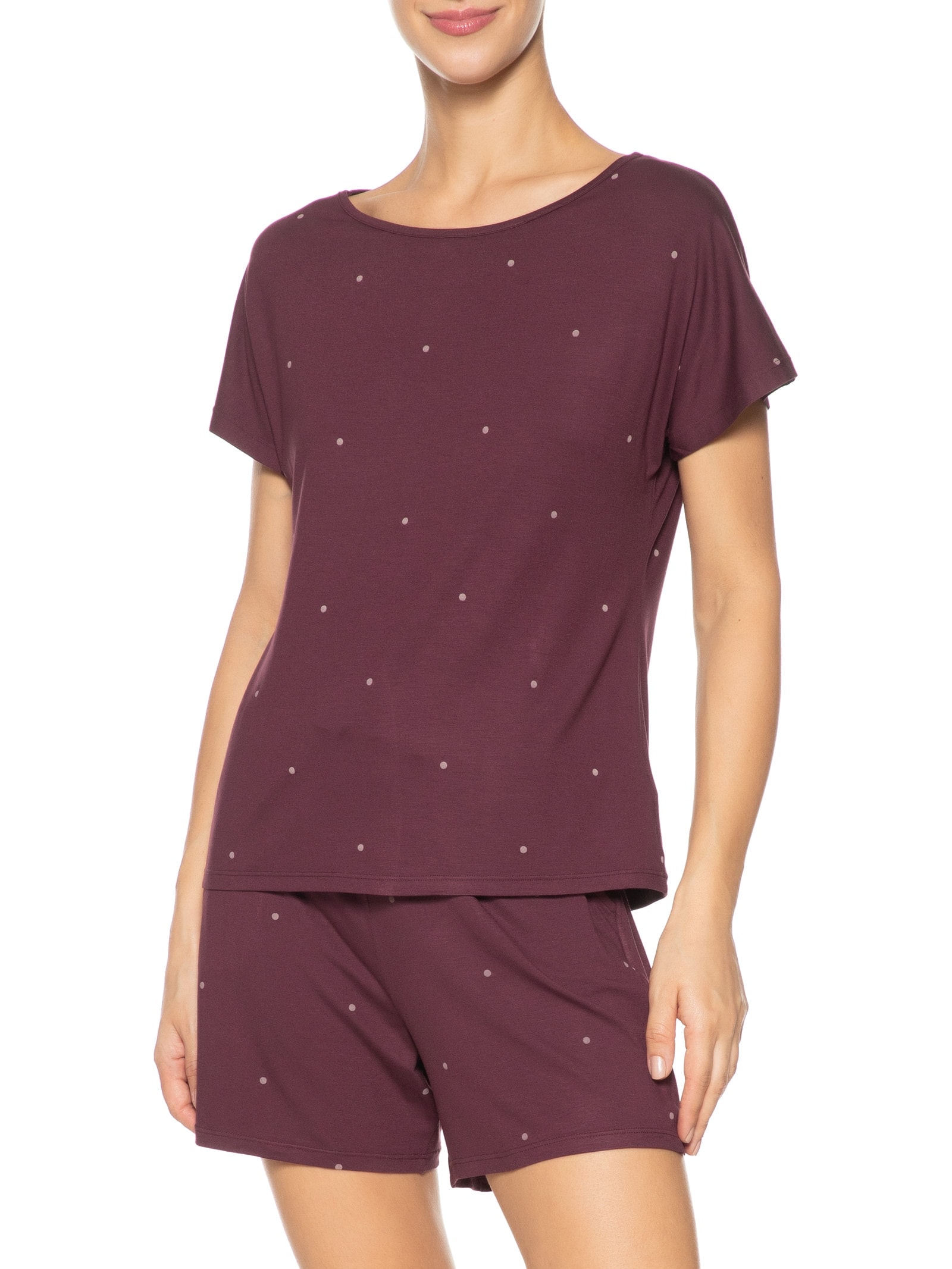 Pijama Feminino Doll em Viscose Dreams Vinho Hope