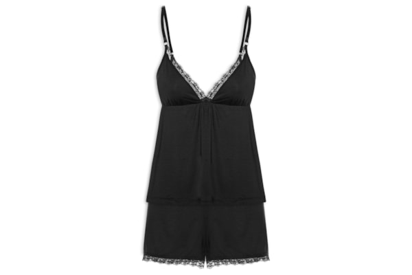 Pijama Feminino Doll Modal Lace - Preto