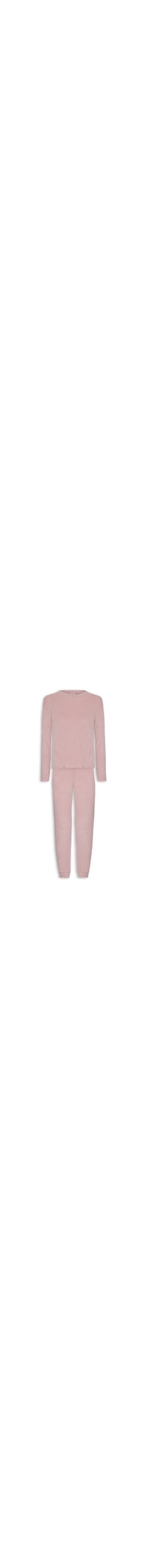 Pijama Feminino Em Tricot Canelado - Rosa