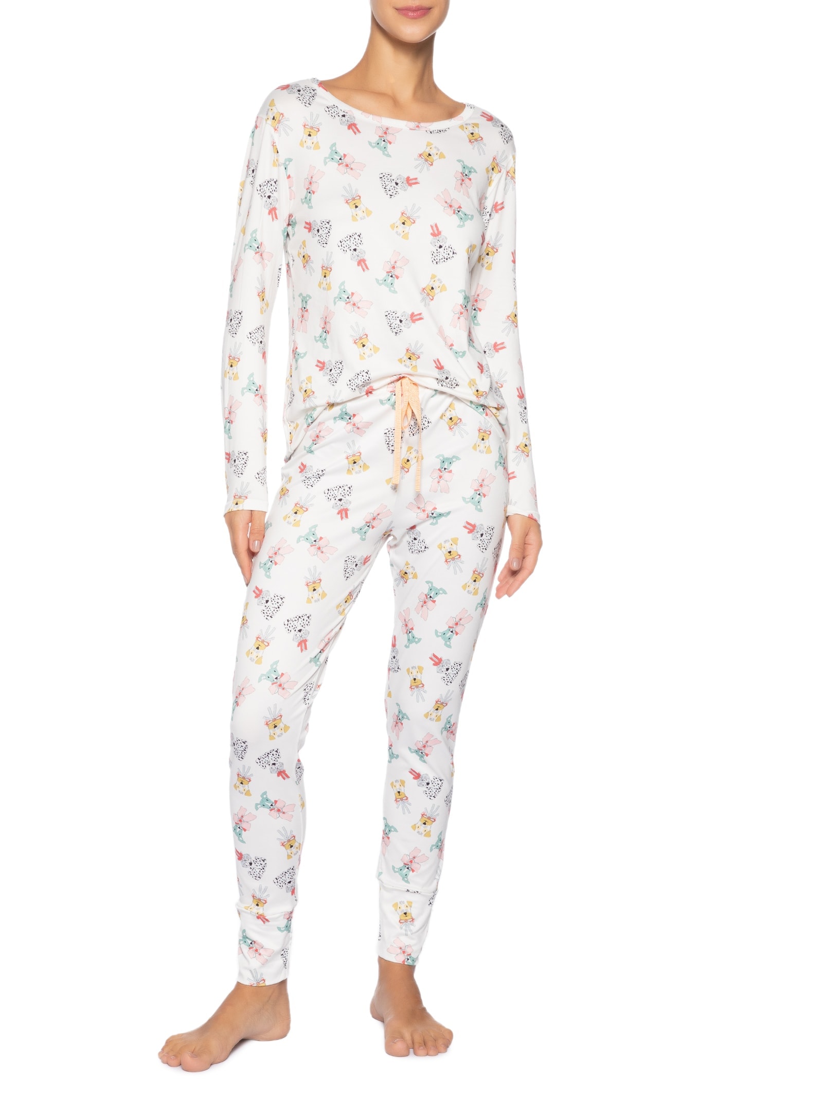 Pijama Feminino Legging Suede Badaró Branco Jogê