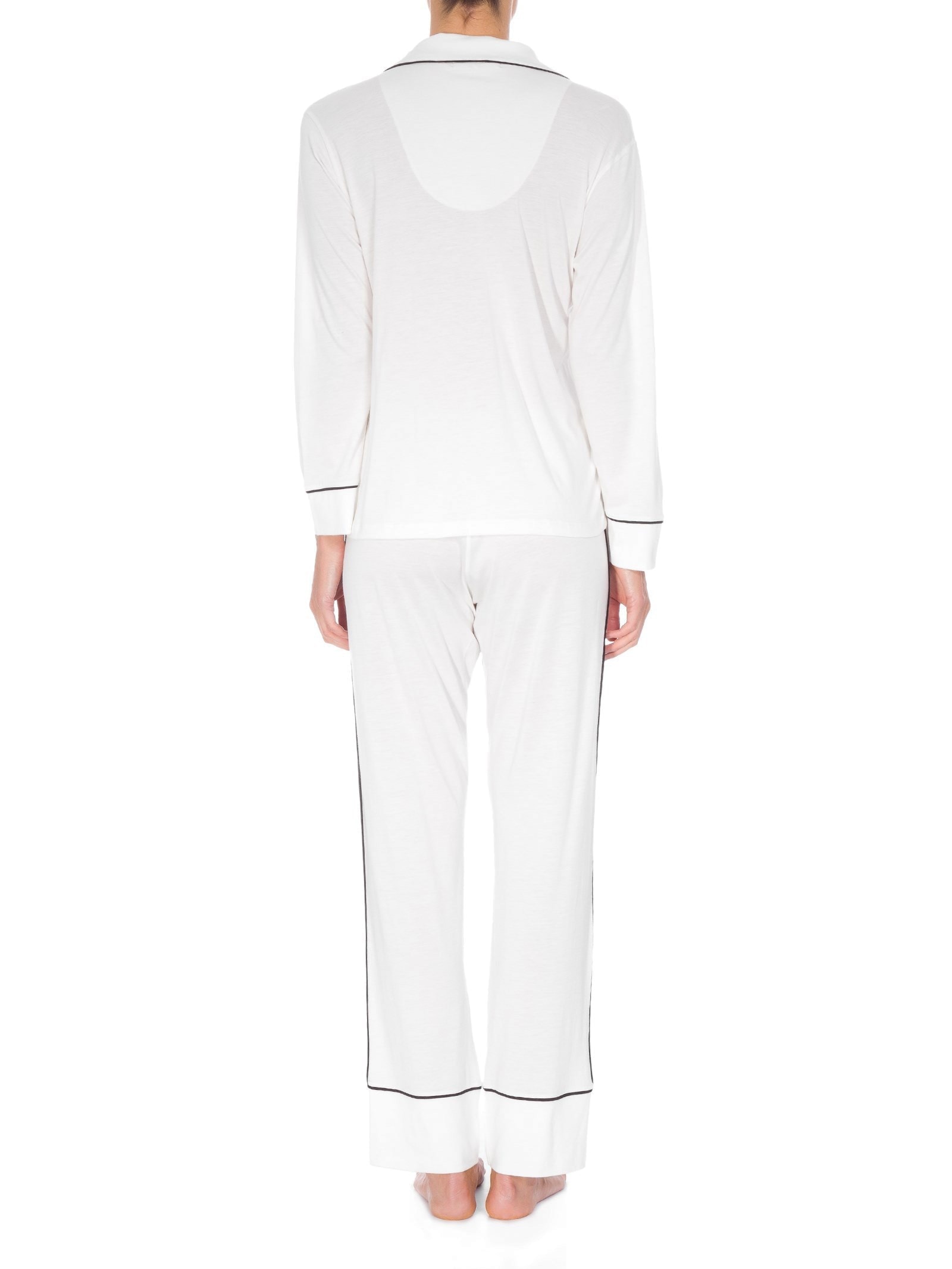 Pijama Feminino Longo Com Botão De Algodão Pima Off White '2Essential