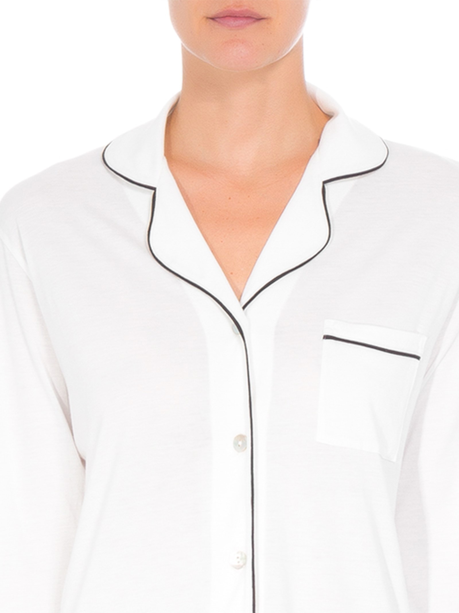 Pijama Feminino Longo Com Botão De Algodão Pima Off White '2Essential
