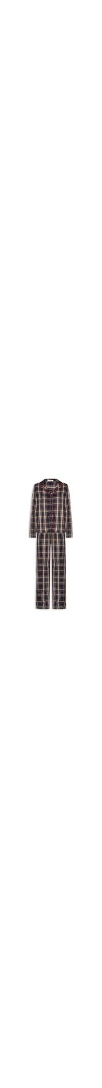 Pijama Feminino Longo com Botões em Viscose Estampada Moments - Preto