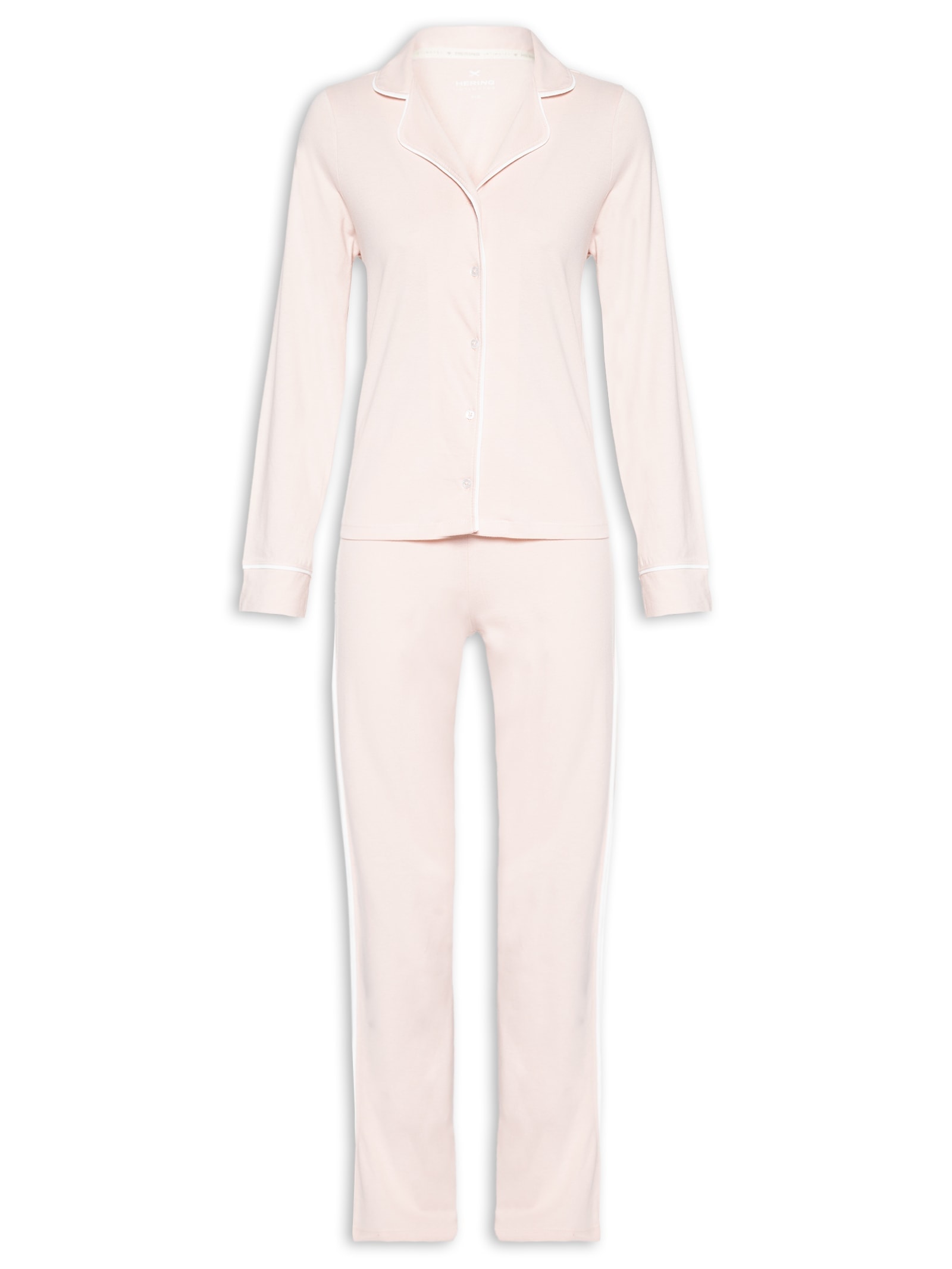 Pijama Feminino Longo Com Botões Rosa Hering Intimates