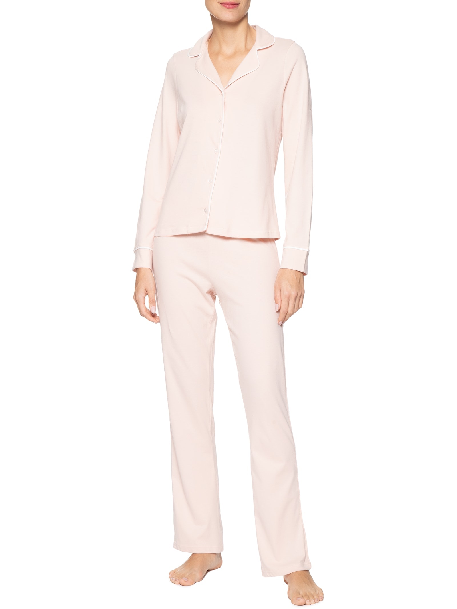 Pijama Feminino Longo Com Botões Rosa Hering Intimates