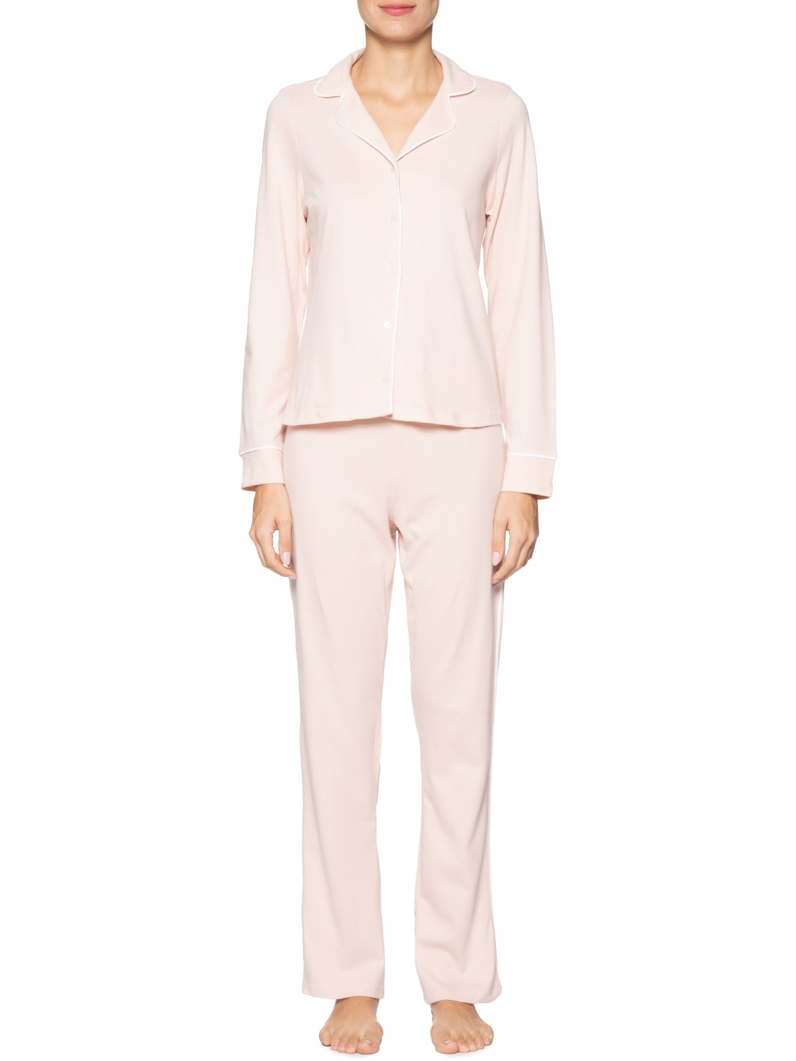 Pijama Feminino Longo Com Botões Rosa Hering Intimates