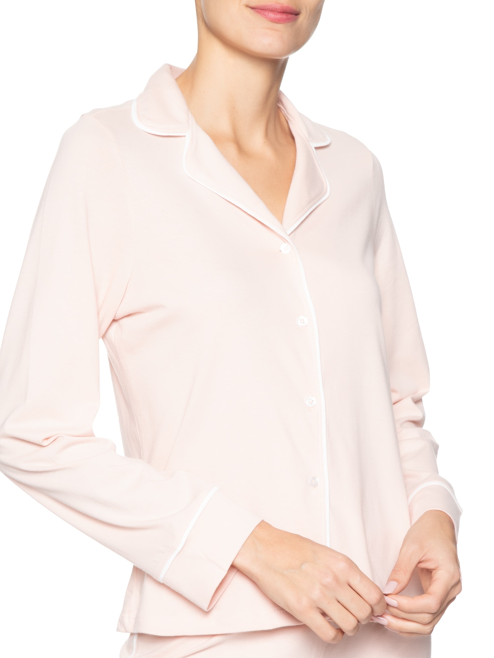 Pijama Feminino Longo Com Botões Rosa Hering Intimates