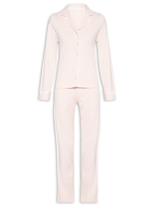 Pijama Feminino Longo Com Botões - Rosa