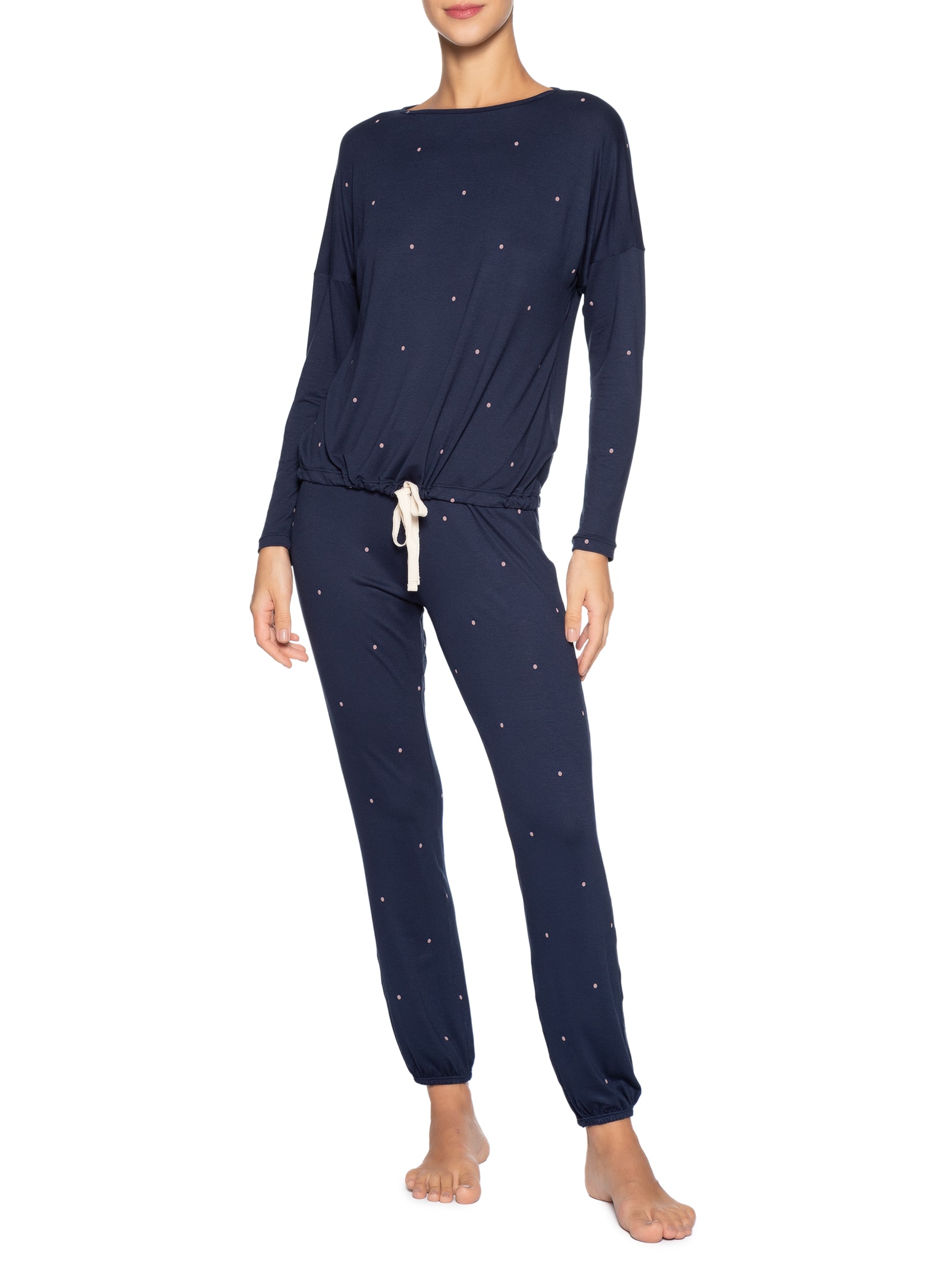 Pijama Feminino Longo Em Viscose Dreams Azul Hope