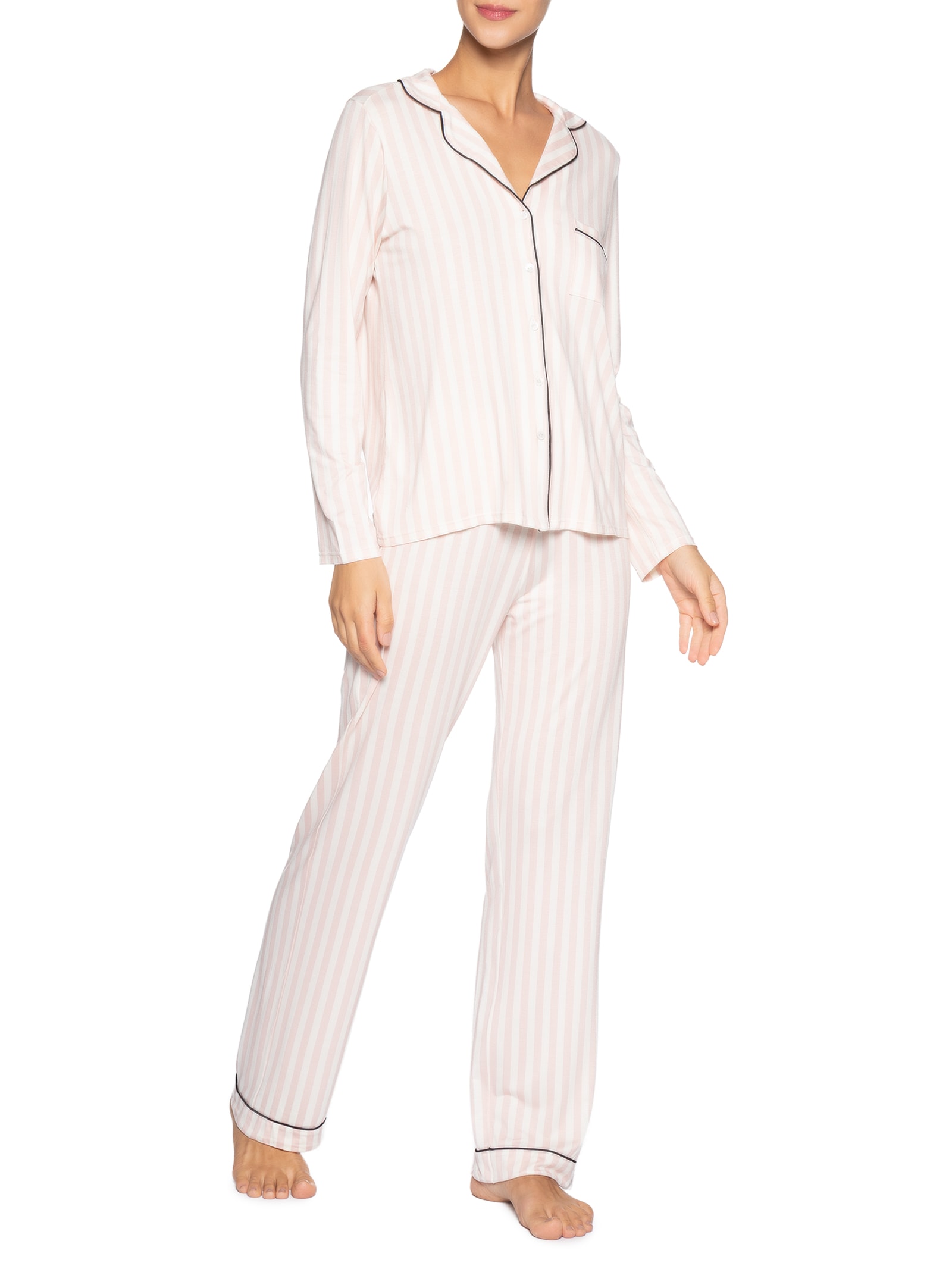 Pijama Feminino Longo Em Viscose Flora Branco Hope