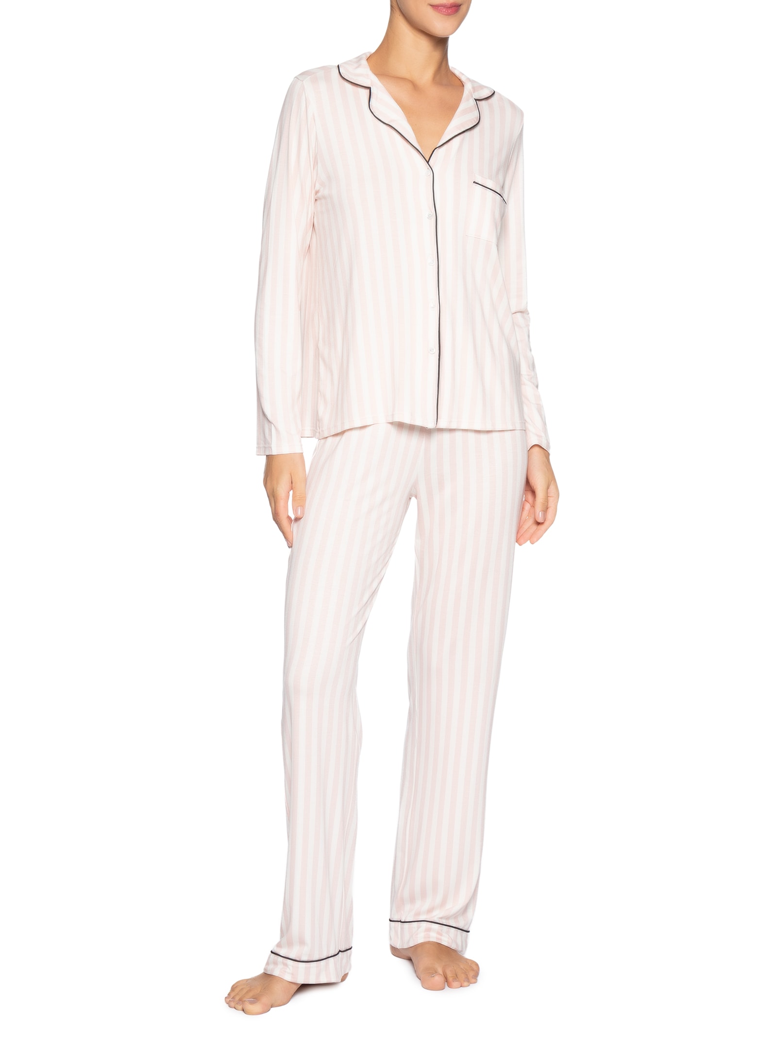 Pijama Feminino Longo Em Viscose Flora Branco Hope