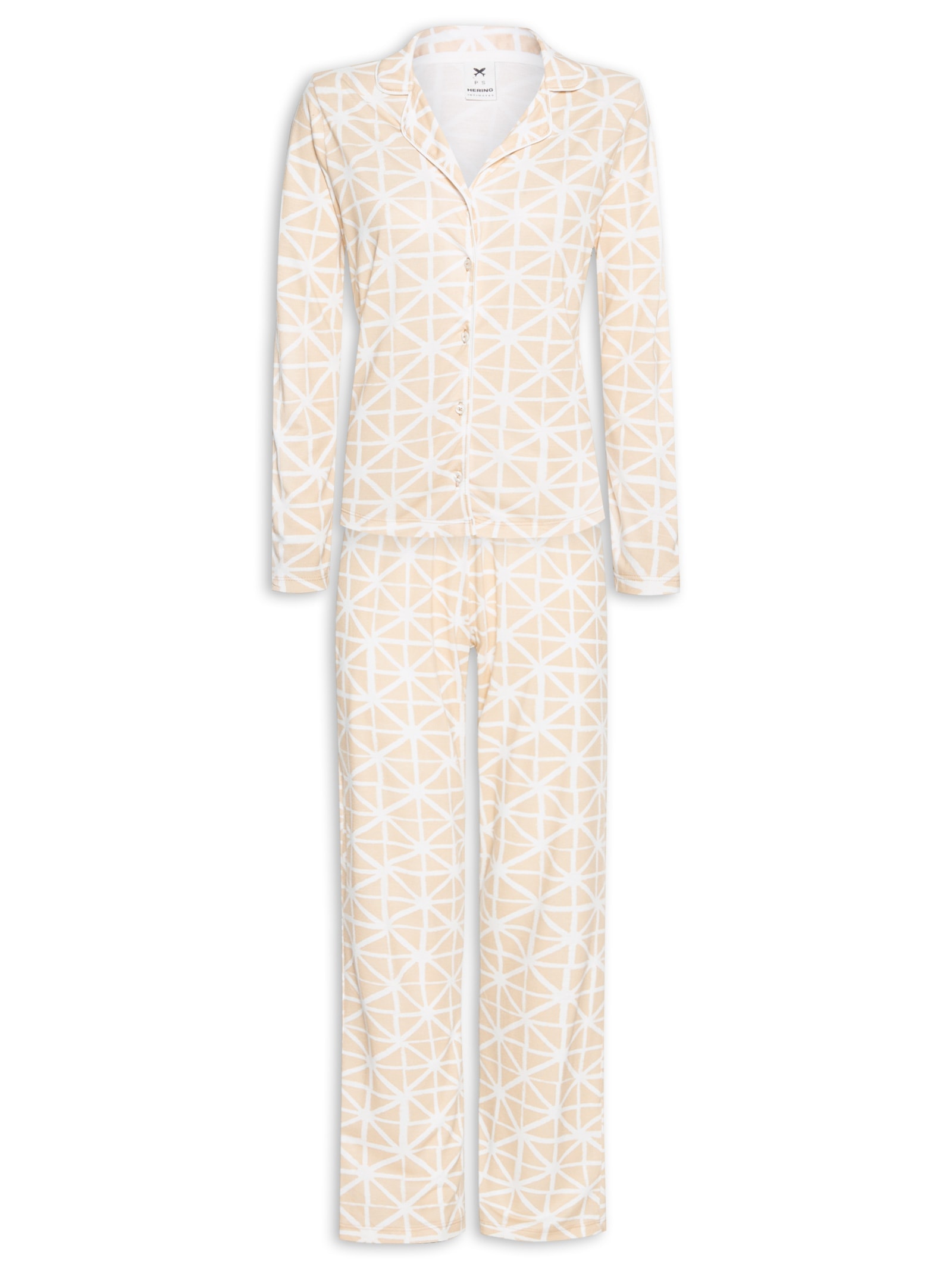 Pijama Feminino Longo Estampado Com Botões Amarelo Hering Intimates