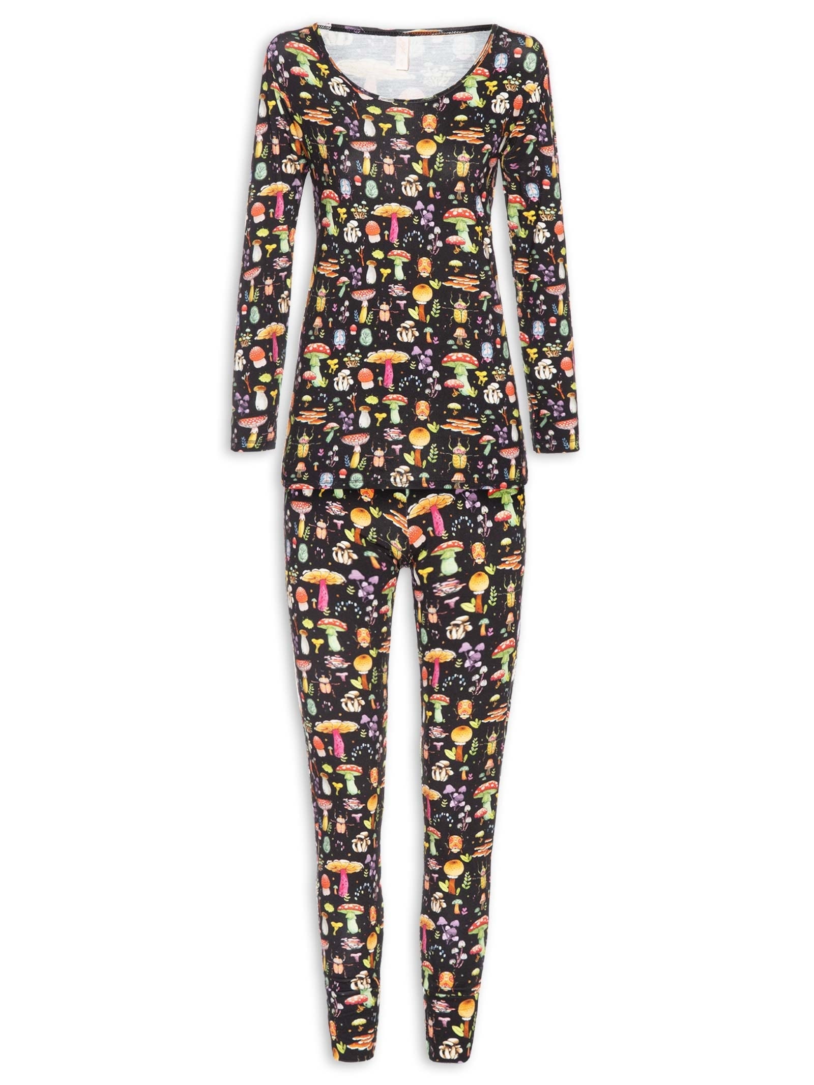 Pijama Feminino Longo Legging Viscose Floresta Preto Jogê