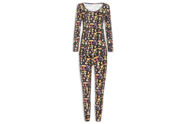 Pijama Feminino Longo Legging Viscose Floresta - Preto