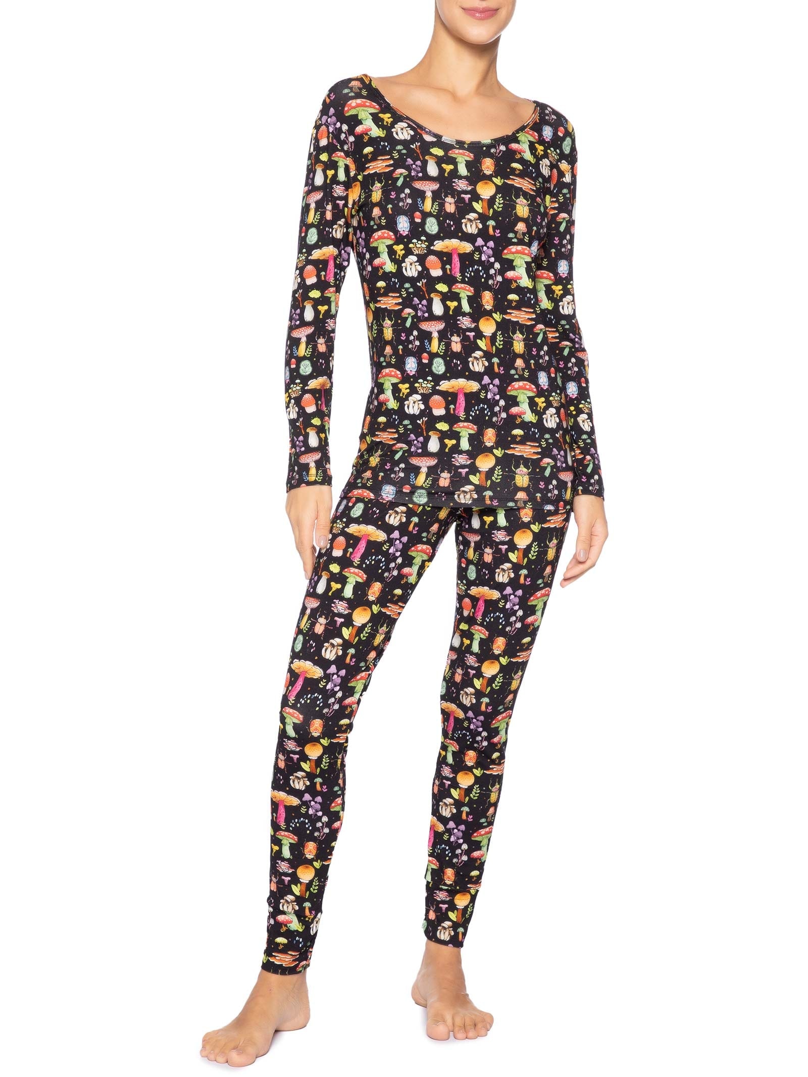 Pijama Feminino Longo Legging Viscose Floresta Preto Jogê